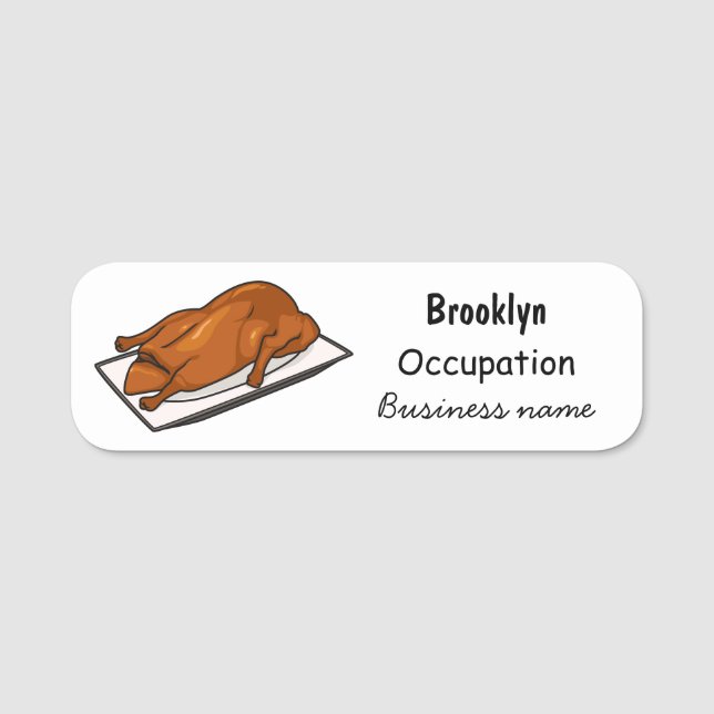 Peking duck cartoon illustration name tag (Front)