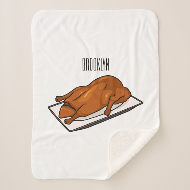 Peking duck cartoon illustration sherpa blanket (Front)
