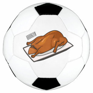 Peking duck cartoon illustration soccer ball
