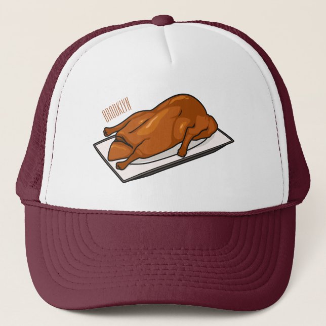 Peking duck cartoon illustration trucker hat (Front)