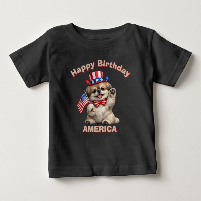 Pekingese (2af) Patriotic Kid T-Shirt (Front)