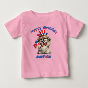 Pekingese (2af) Patriotic Kid T-Shirt