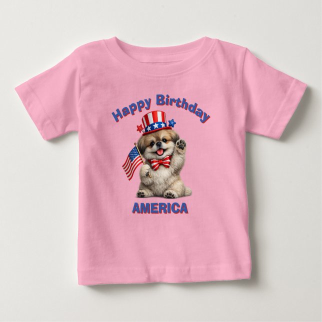 Pekingese (2af) Patriotic Kid T-Shirt (Front)