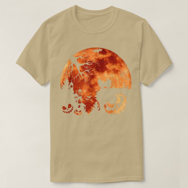 Pekingese And Moon Halloween Costume Pumpkin Dog L T-Shirt (Design Front)