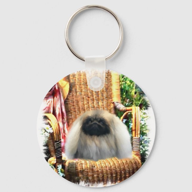 Pekingese Art Gifts Key Ring (Front)