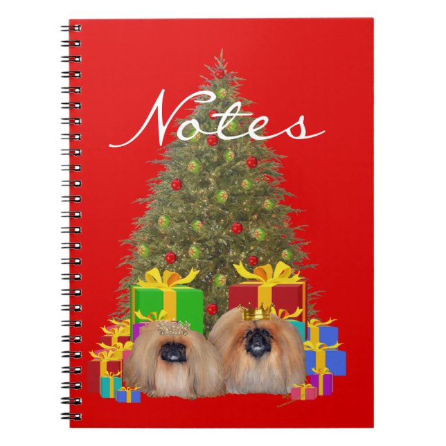 Pekingese at the Tree Spiral Notebook (Front)