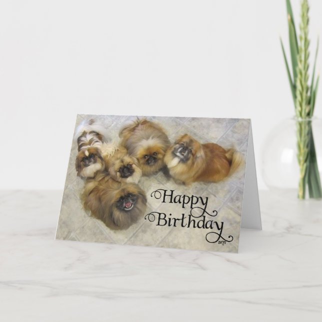 Pekingese Birthday Greeting Card (Front)