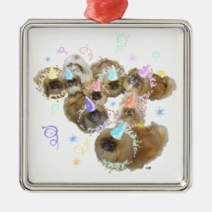 Pekingese Celebration Group Metal Tree Decoration