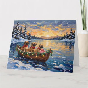Pekingese Christmas Boat Holiday Card