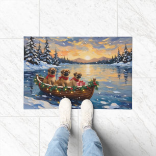 Pekingese Christmas Boat Holiday Doormat