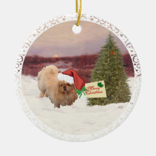 Pekingese Christmas Ceramic Tree Decoration
