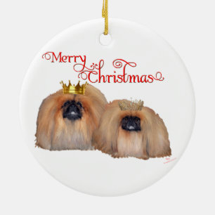 Pekingese Christmas Ceramic Tree Decoration