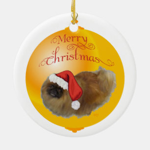 Pekingese Christmas Ceramic Tree Decoration
