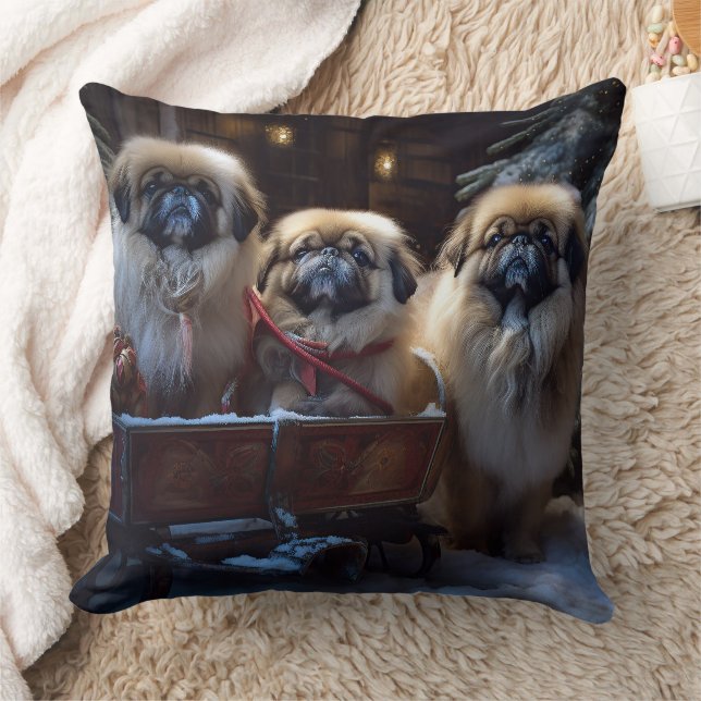 Pekingese Christmas Festive Season Cushion (Blanket)