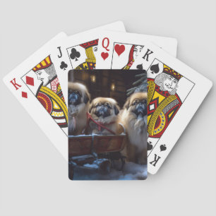 Pekingese Christmas Festive Season Playing Cards