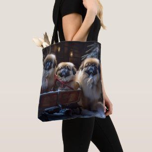 Pekingese Christmas Festive Season Tote Bag