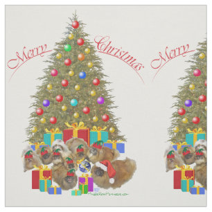Pekingese Christmas Group Fabric