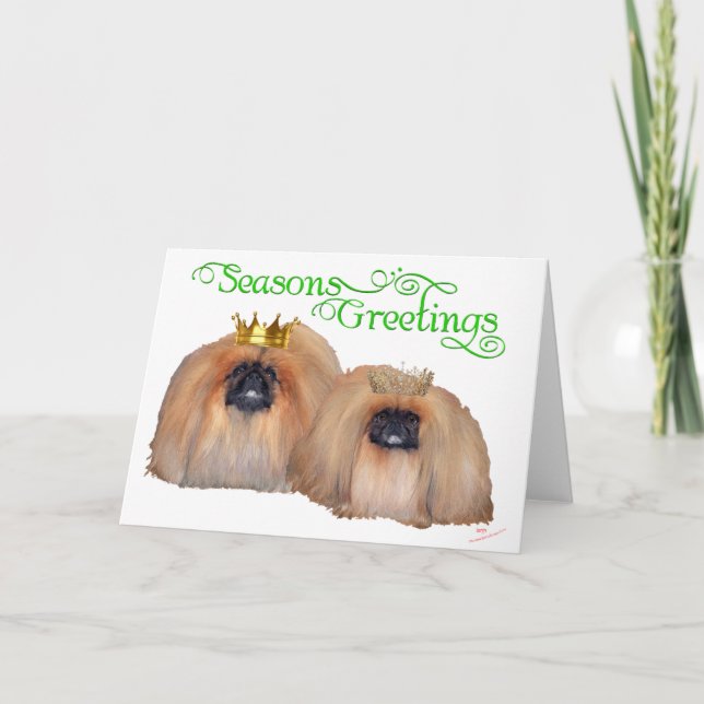 Pekingese Christmas Holiday Card (Front)