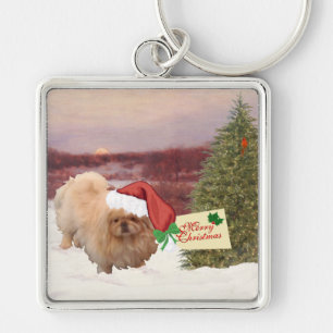 Pekingese Christmas Key Ring