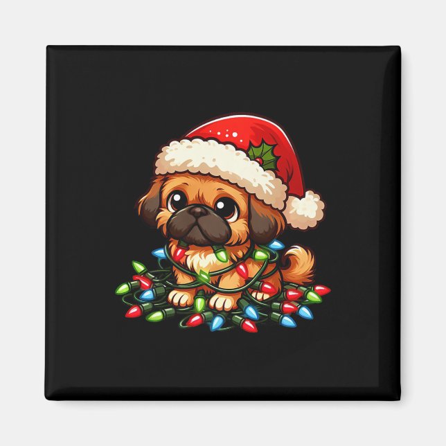 Pekingese Christmas Lights Dog Funny Xmas  Magnet (Front)