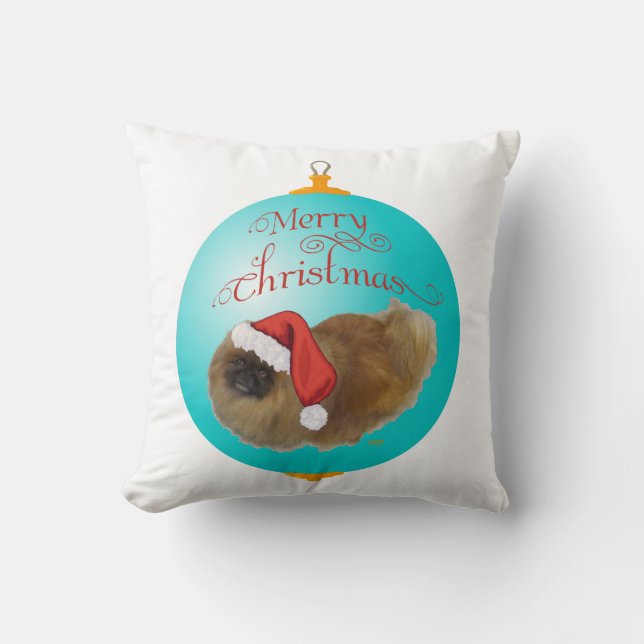 Pekingese Christmas Ornament Cushion (Front)