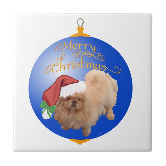 Pekingese Christmas Ornament Tile (Front)