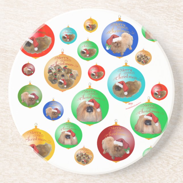 Pekingese Christmas Ornaments Coaster (Front)