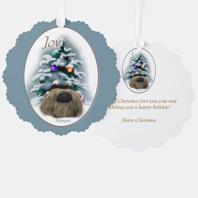 Pekingese Christmas Tree Decoration Card (Front/Back)