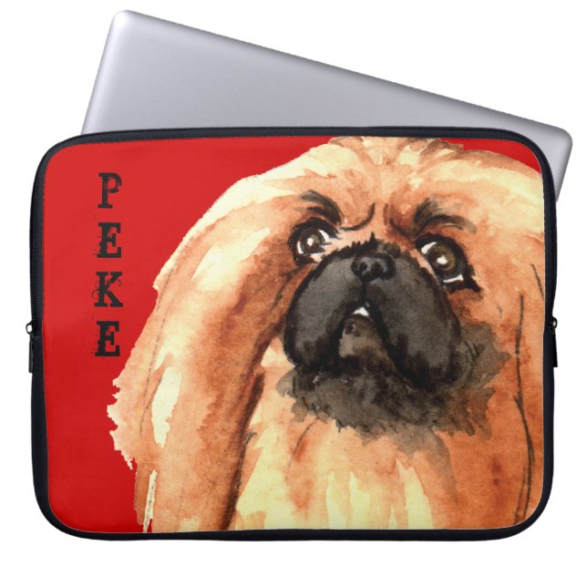 Pekingese Colour Block Laptop Sleeve (Front)