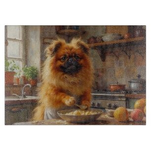 Pekingese Cooking in Kitchen Cutting Board
