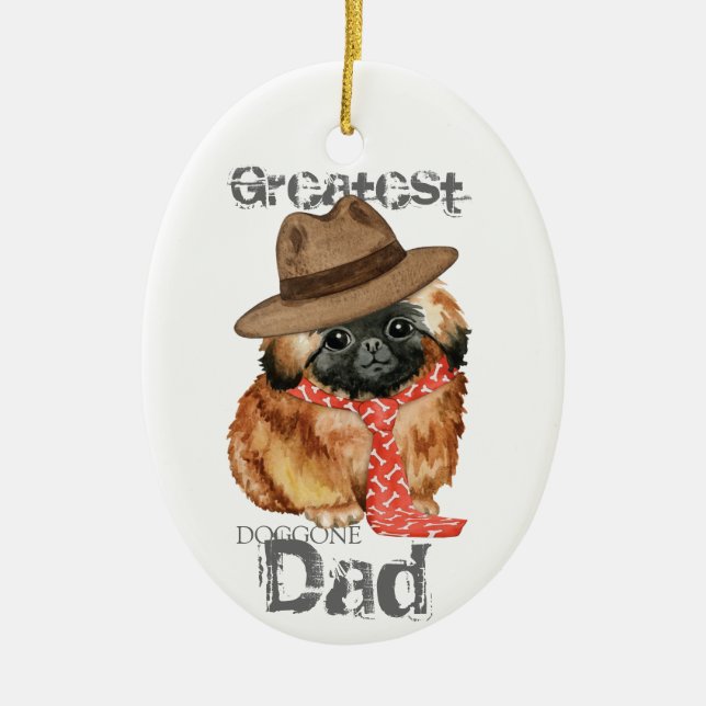Pekingese Dad Ceramic Ornament (Front)