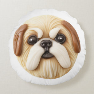 Pekingese Dog 3D Inspired Round Cushion