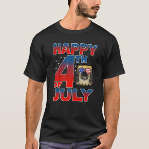 Pekingese Dog American Flag Glasses Happy 4th Of J T-Shirt