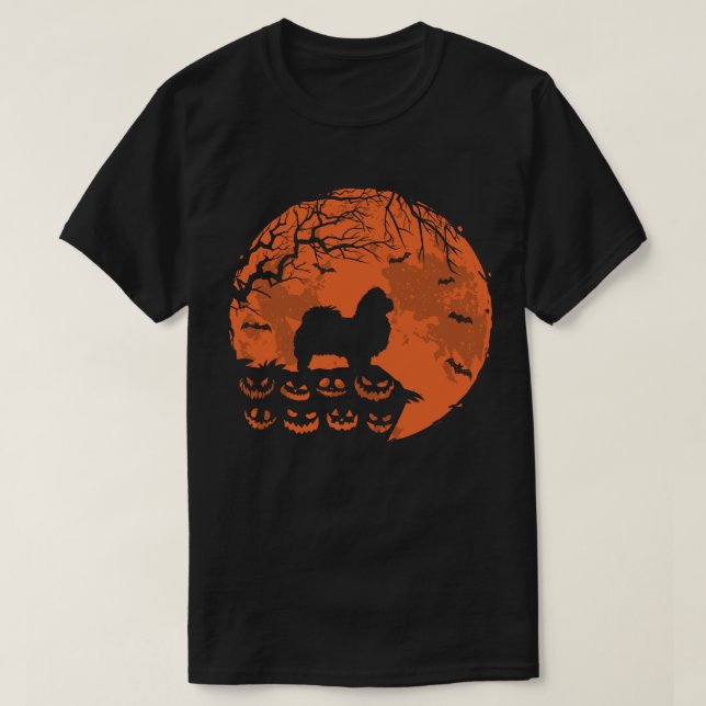 Pekingese dog And Moon Halloween Dog Lover Gift T-Shirt (Design Front)