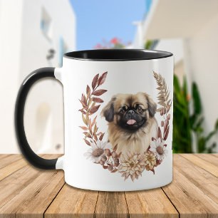 Pekingese Dog Autumn Wreath Mug