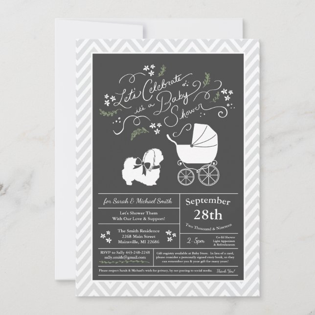 Pekingese Dog Baby Shower Neutral Invitation (Front)