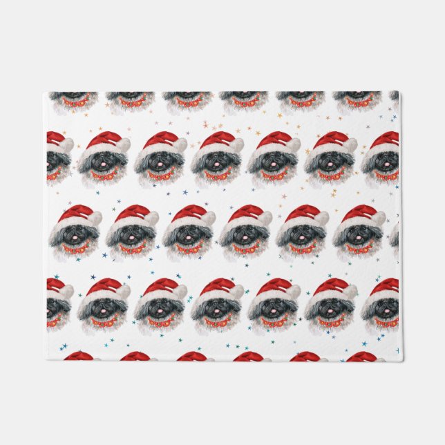Pekingese Dog Breed Christmas Stars Doormat (Front)