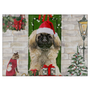 Pekingese Dog Christmas  Cutting Board