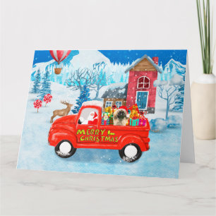 Pekingese Dog Christmas Delivery Truck Snow Card