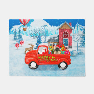 Pekingese Dog Christmas Delivery Truck Snow Doormat