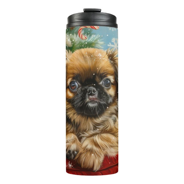 Pekingese Dog Christmas Festive Thermal Tumbler (Front)