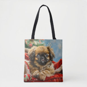 Pekingese Dog Christmas Festive Tote Bag