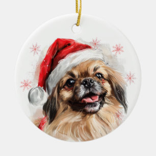 Pekingese Dog Christmas Personalized Ceramic Tree Decoration