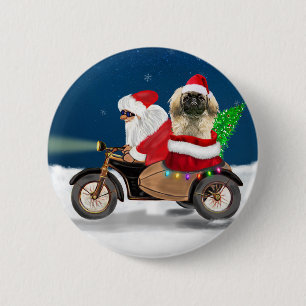 Pekingese Dog Christmas Santa Claus 6 Cm Round Badge