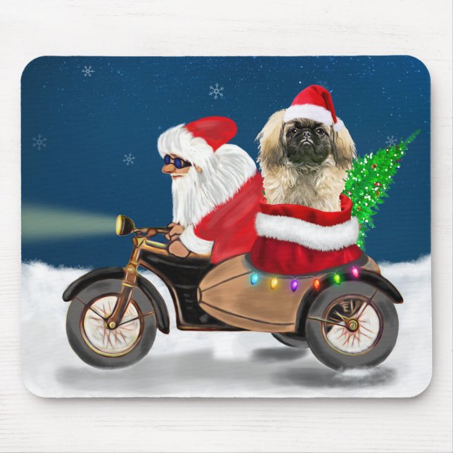 Pekingese Dog Christmas Santa Claus  Mouse Pad (Front)