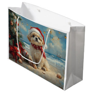 Pekingese Dog Christmas Vintage Beach Large Gift Bag