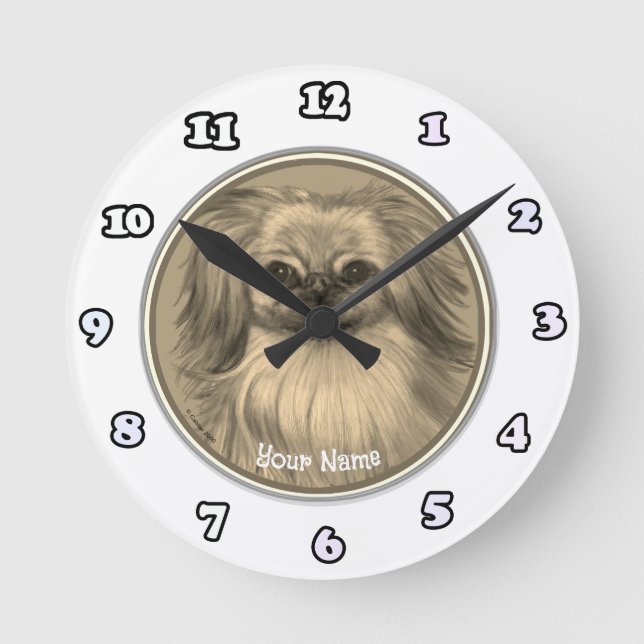 Pekingese dog clock (Front)