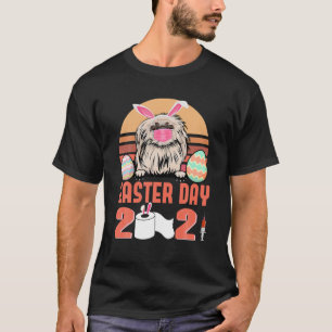 Pekingese Dog Face Mask Rabbit Bunny Egg Easter Da T-Shirt
