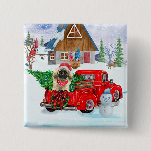 Pekingese Dog In Christmas Delivery Truck Snow 15 Cm Square Badge