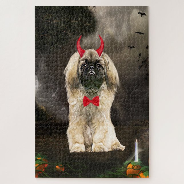 Pekingese Dog in Halloween Costume Jigsaw Puzzle (Vertical)